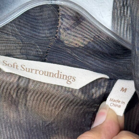 Soft Surroundings Tea Gardens Topper Printed Floral Open Cardigan US Size Medium - Picture 11 of 12